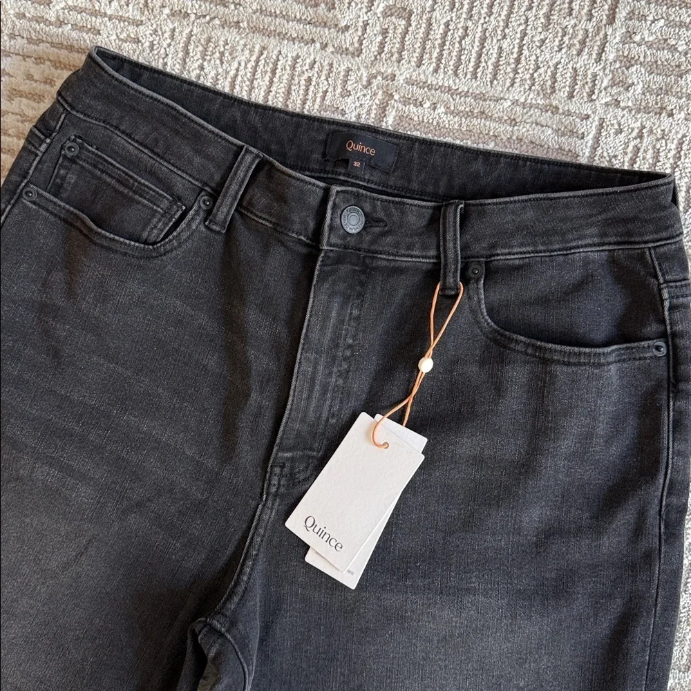 NWT Quince Bella Stretch Straight Jeans Faded Black